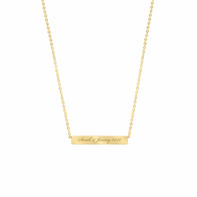 Creative Craft Personalize 14K Solid Gold Bar Necklace