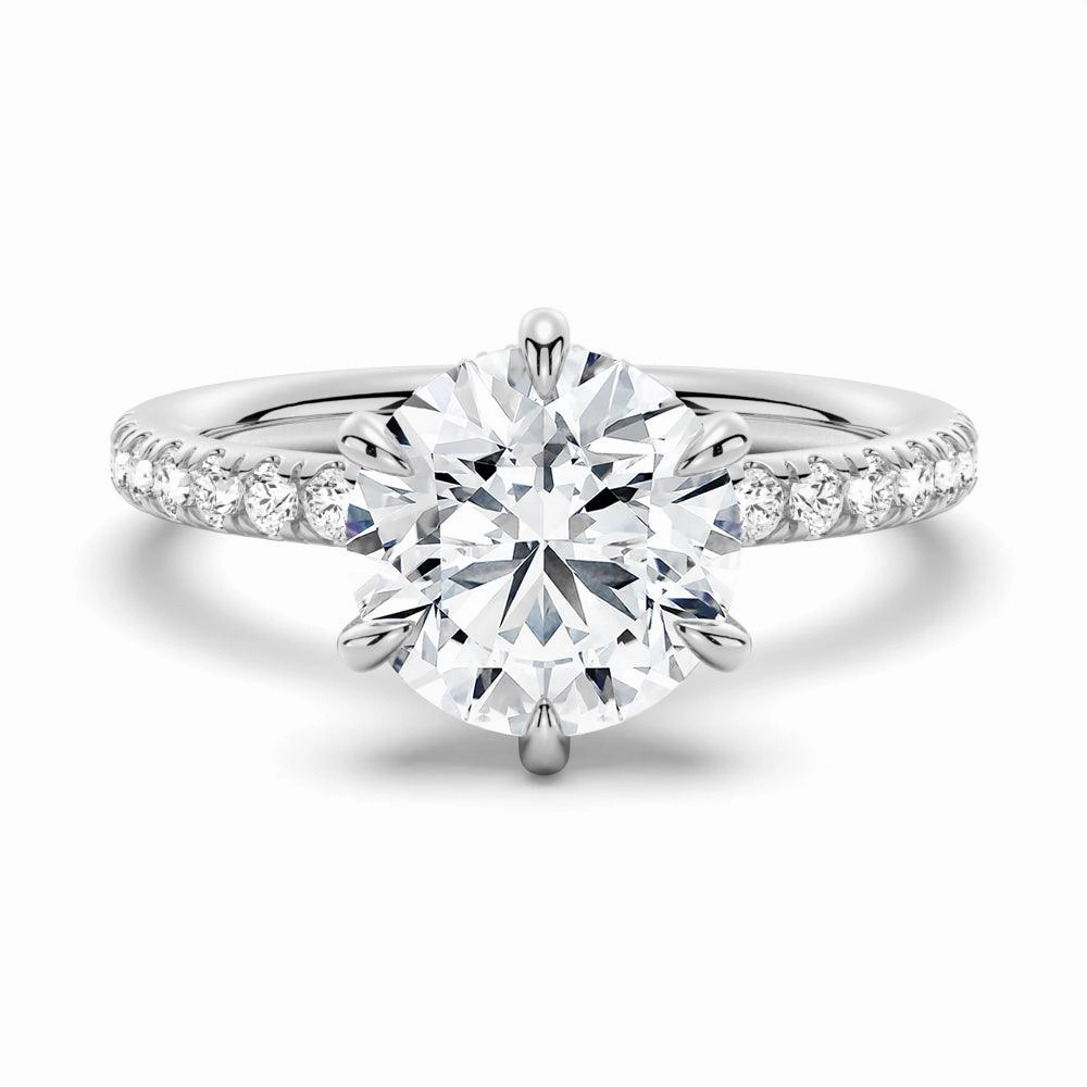 Petite Six Prong Micropav?? Moissanite Engagement Ring With Hidden Halo Exquisite Style