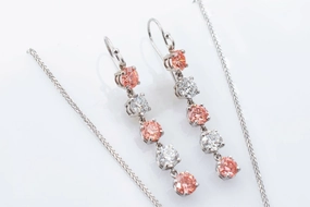 Pink and White Lab Grown Diamond Earrings 4.5 ctw Cute Decoration