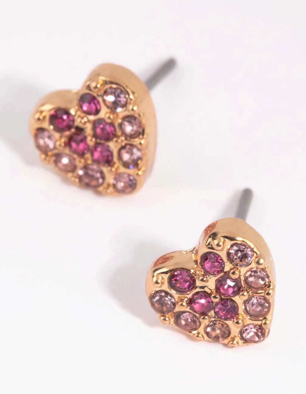 Chic Jewelry Chic Essential Pink Ombre Diamante Heart Stud Earrings