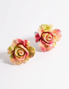 Stunning Option Plastic Large Rose Stud Earrings