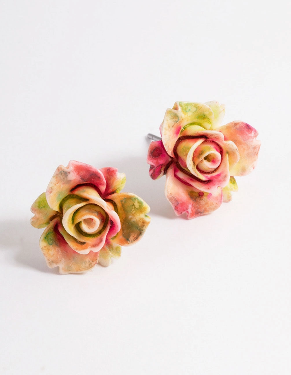 Stunning Option Plastic Large Rose Stud Earrings