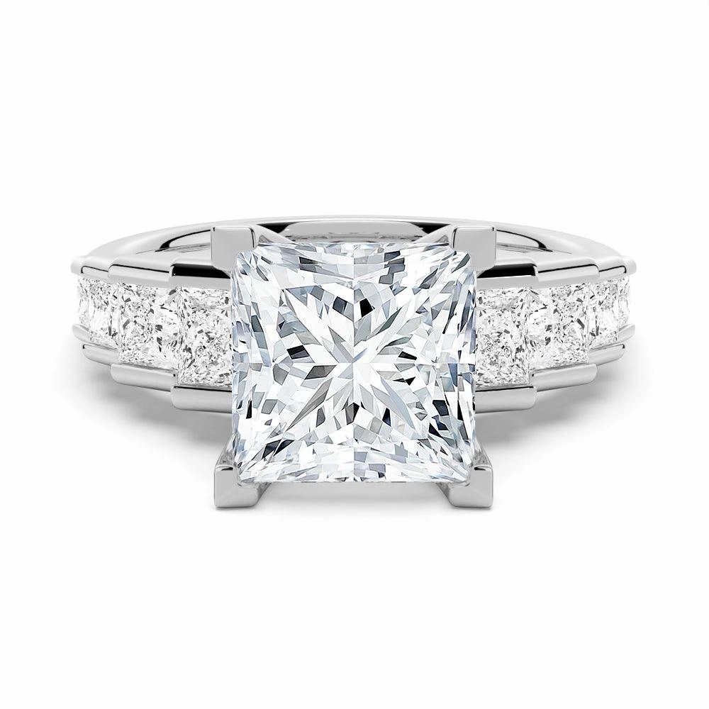 Sentimental Craft Neutral Spark Unique Cinderella Staircase Princess Cut Moissanite Engagement Ring