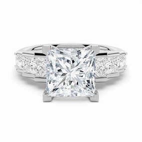 Bold piece Unique Cinderella Staircase Princess Cut Moissanite Engagement Ring