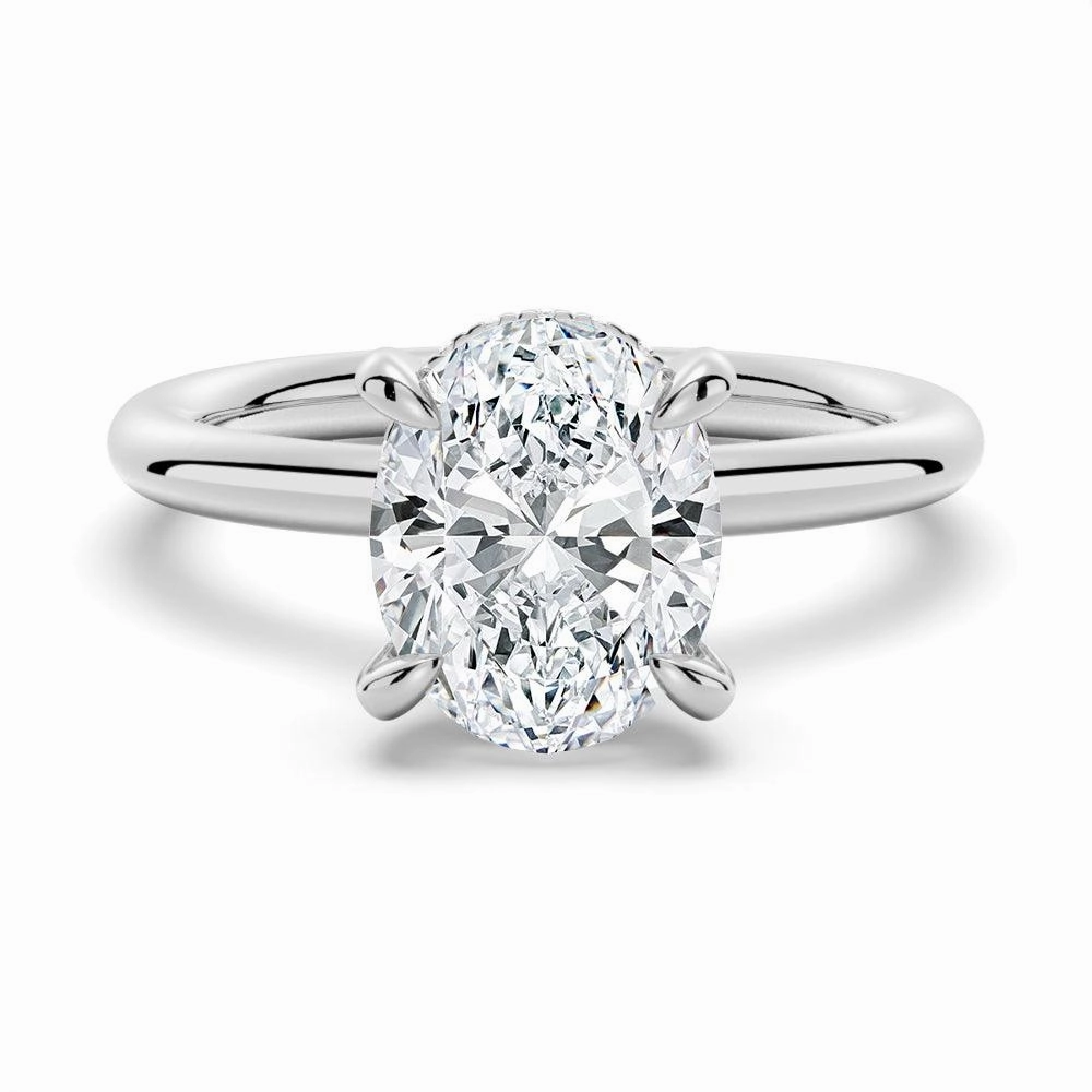 Artful Detail All Occasion Oval Solitaire Moissanite Engagement Ring