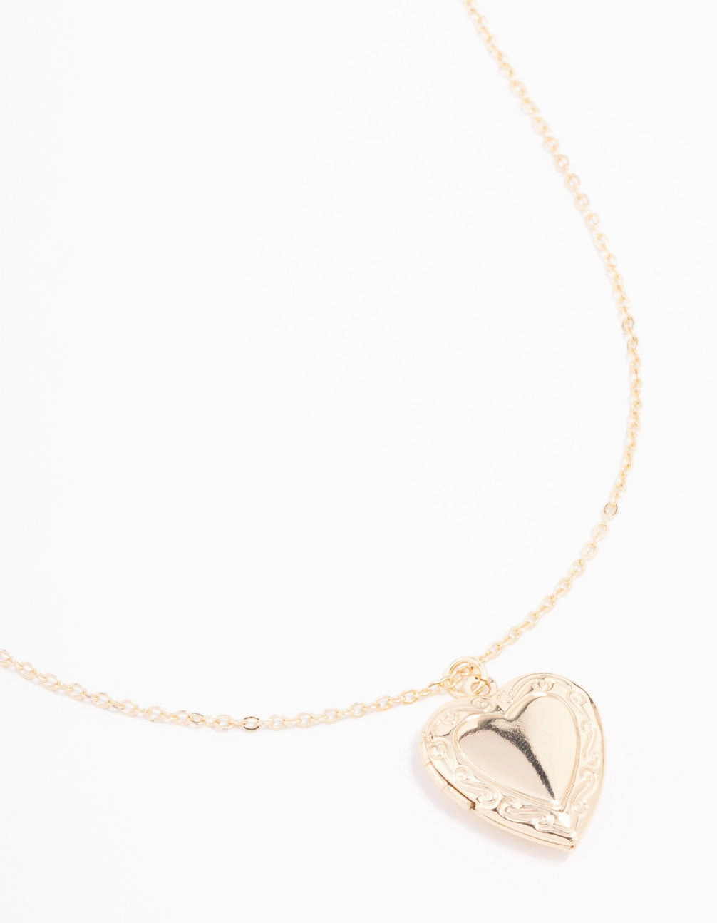 Gold Plated Detailed Heart Locket Necklace Active Look Exquisite Piece