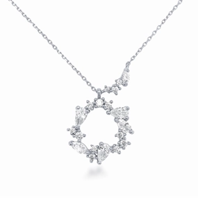 Fashion Girl Spring Style Sterling Silver CZ Wreath Necklace