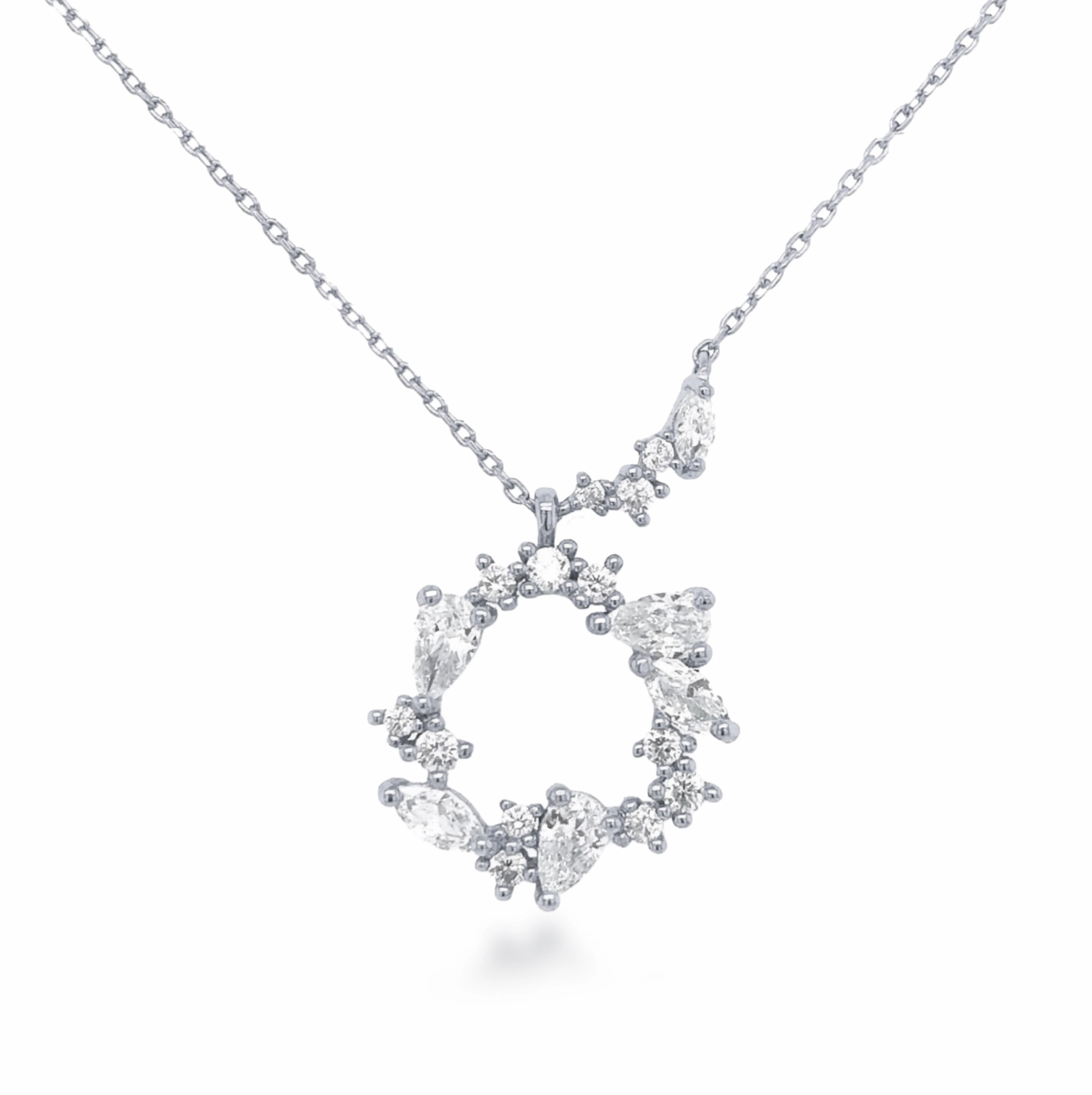 Fashion Girl Spring Style Sterling Silver CZ Wreath Necklace