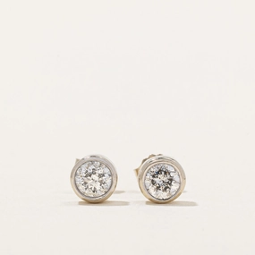 Youthful Twist Minimal Edge Bezel Set Diamond Stud Earrings | 0.55ctw |