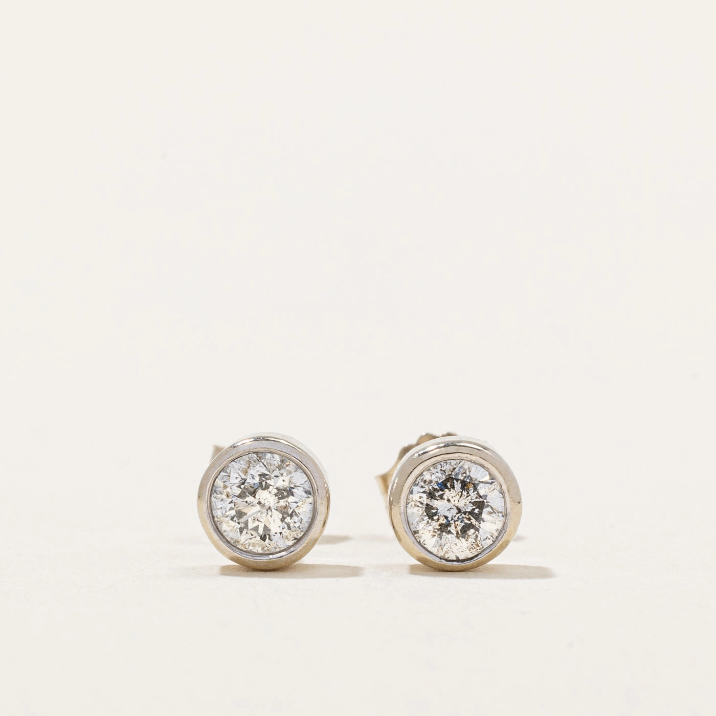Youthful Twist Minimal Edge Bezel Set Diamond Stud Earrings | 0.55ctw |