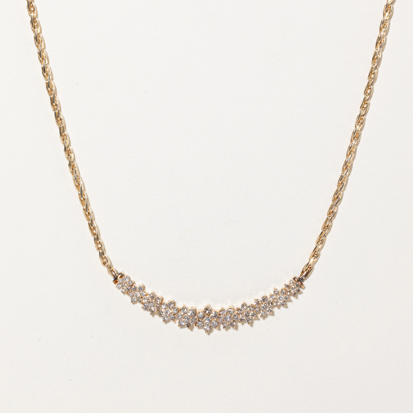 Balanced Highlight Elegant Fit Light Brown Diamond Cluster Scoop Necklace | 2.25ctw | 18" |