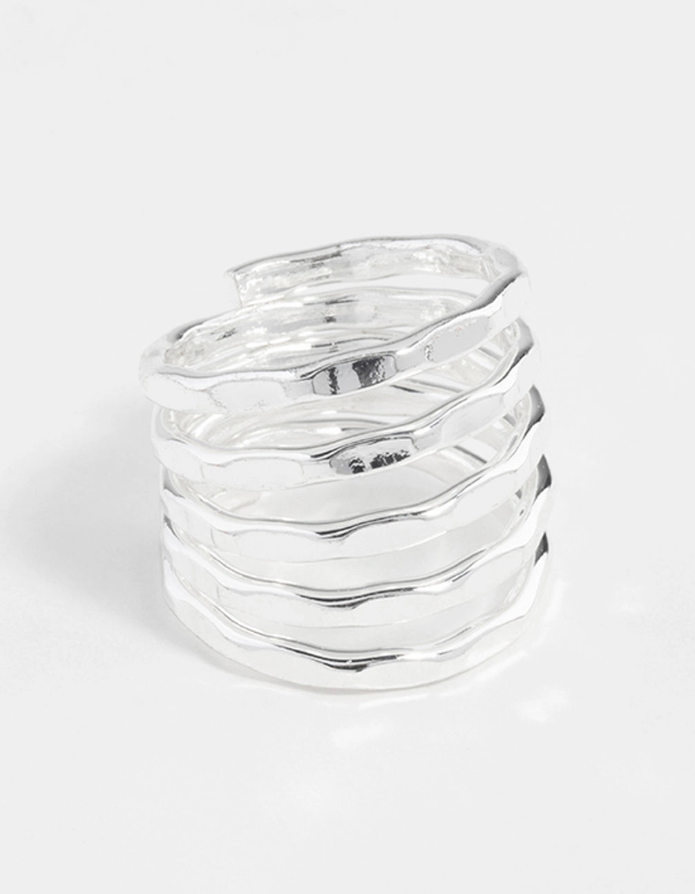 Silver Hammered Wrap Ring Lovely Design Traditional Motif