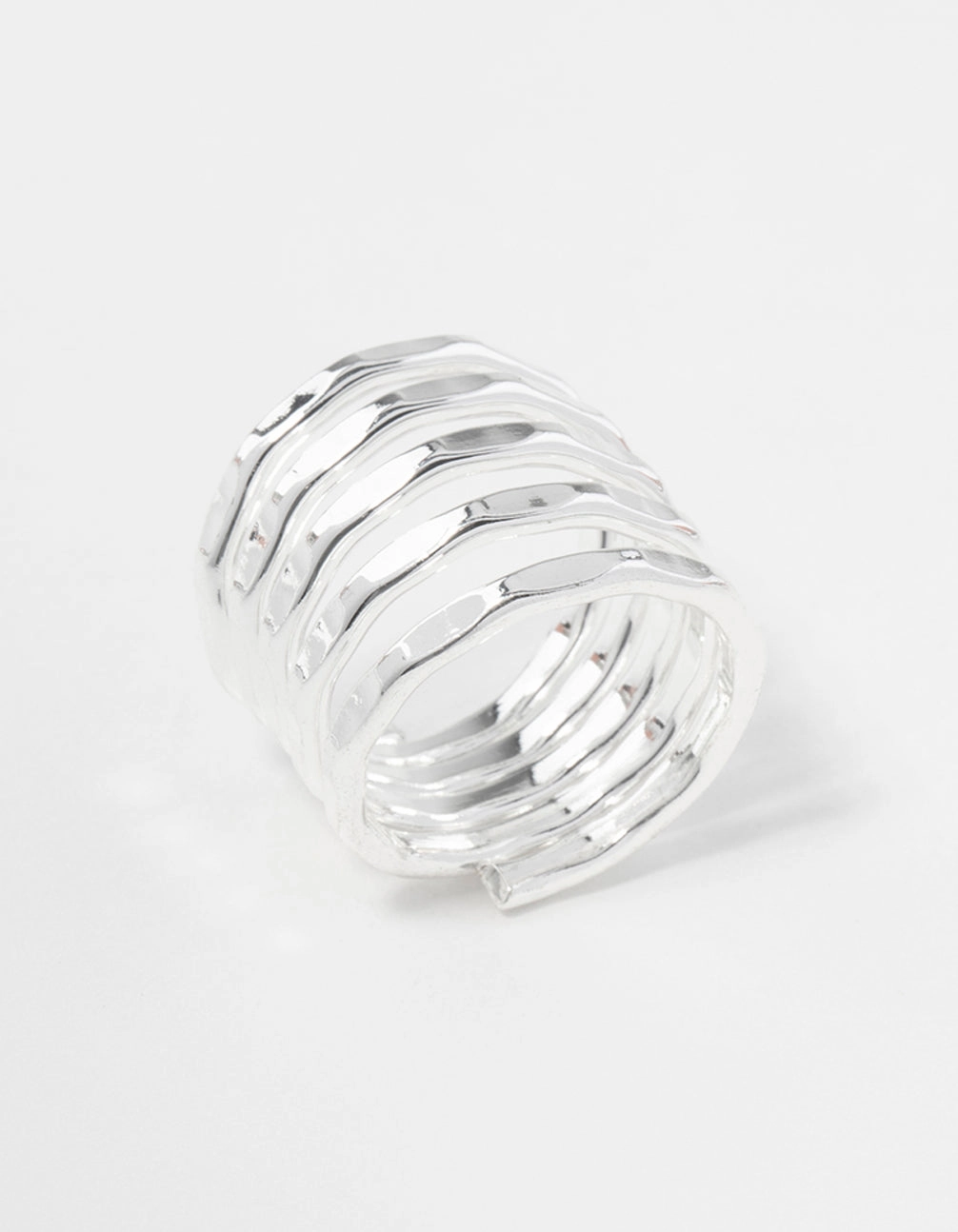 Lightweight Gift Silver Hammered Wrap Ring