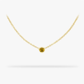 Effortless Detail Birthday Necklace November- Citrine Birthstone 14k gold necklace
