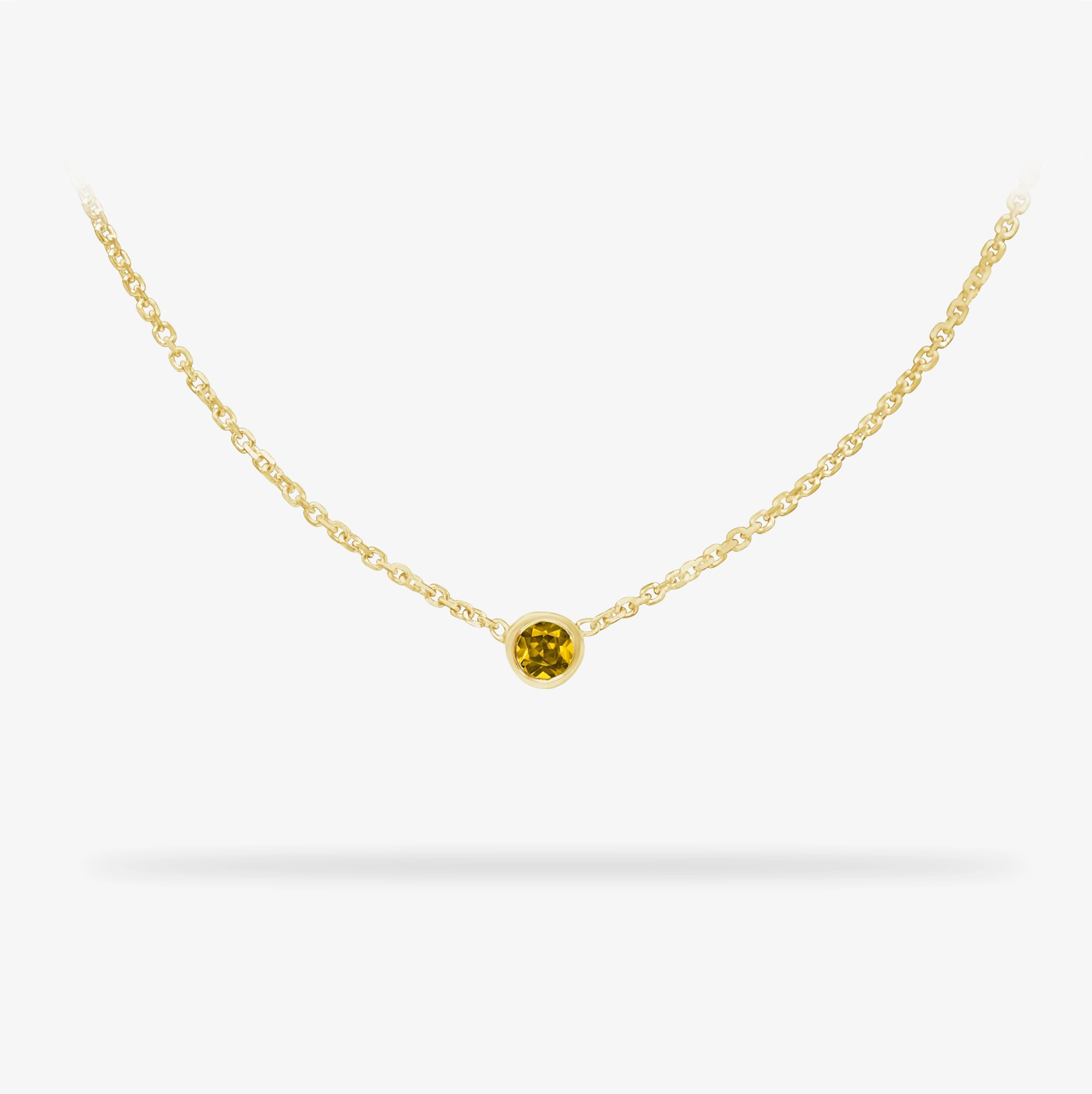 Effortless Detail Birthday Necklace November- Citrine Birthstone 14k gold necklace