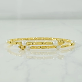 Pearl Cross Over Bracelet | 4.20ctw | 7.5" | Flat Shot Smooth Texture