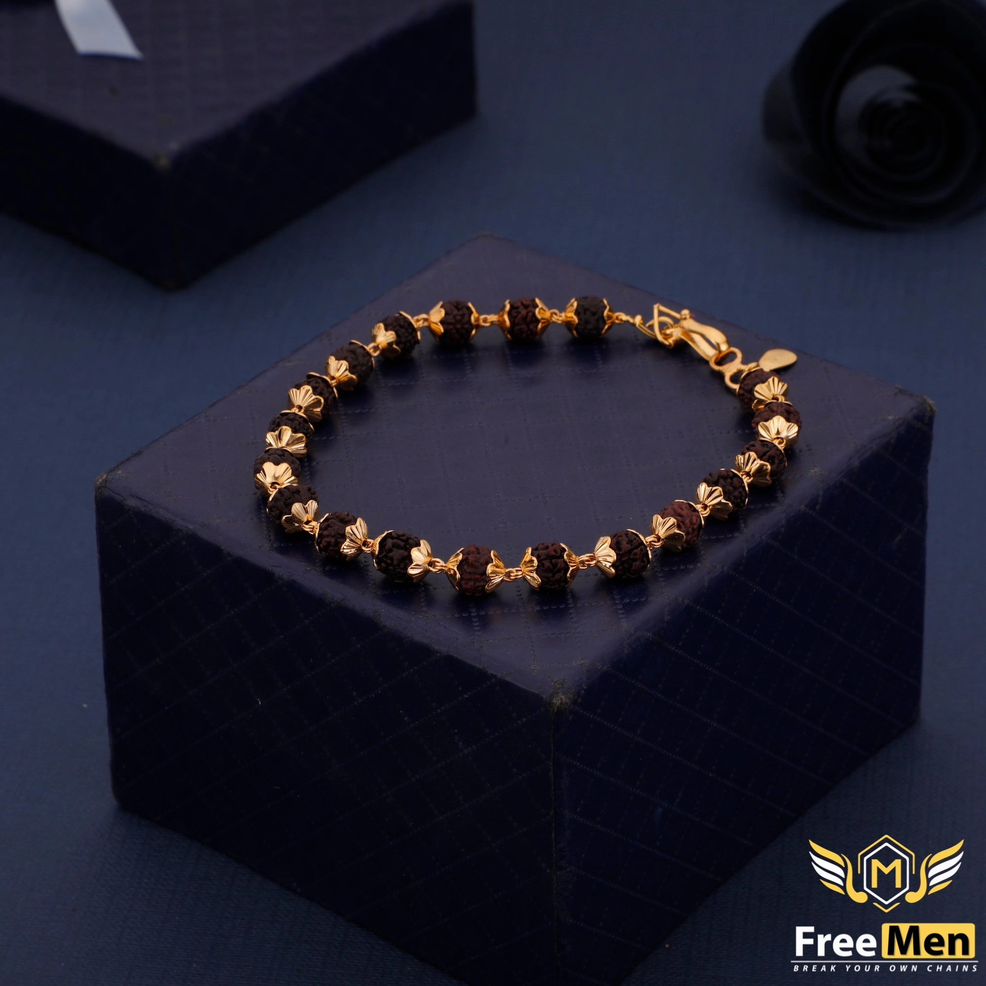 Stellar Reputation Freemen Rudraksha gold plated bracelet for men