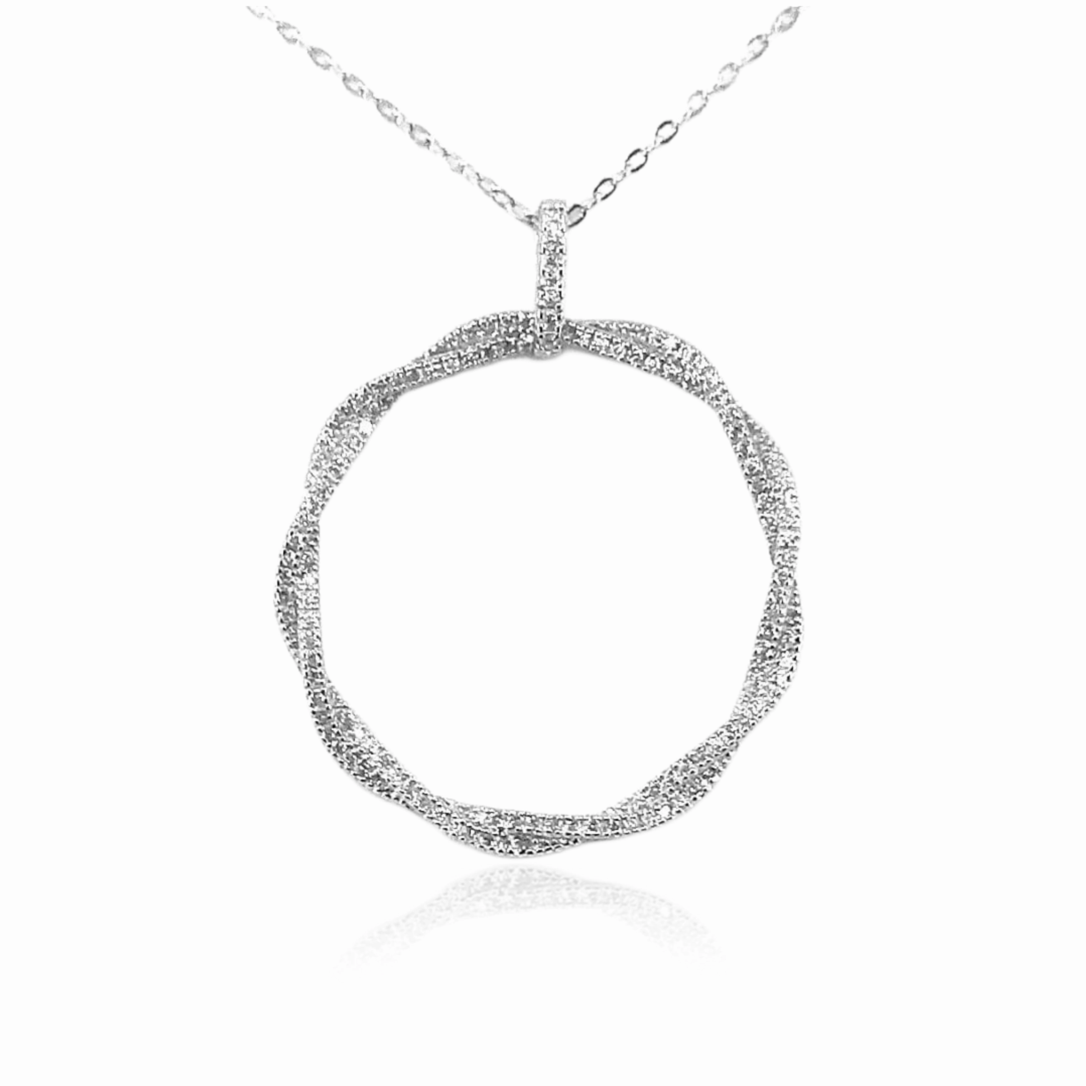 Sterling Silver Twisted Circle Pendant Necklace Artisan Touch