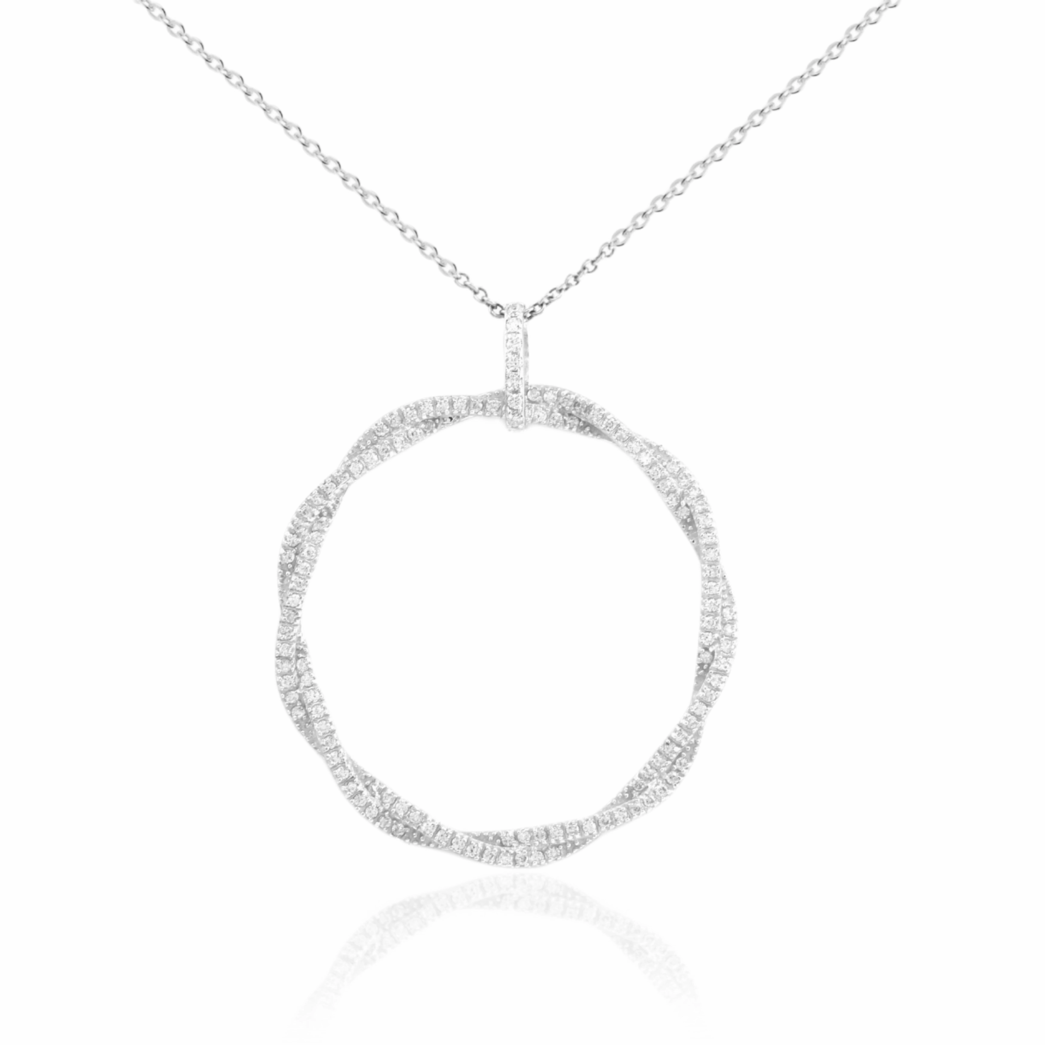 Stylish Design Sterling Silver Twisted Circle Pendant Necklace