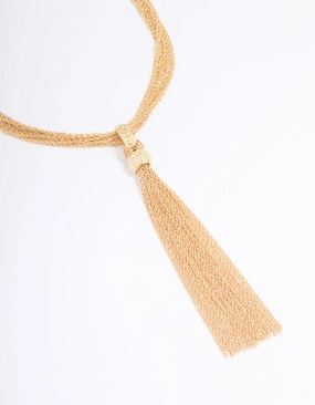 Ideal Piece Classic Style Gold Textured Rope Y-Necklace
