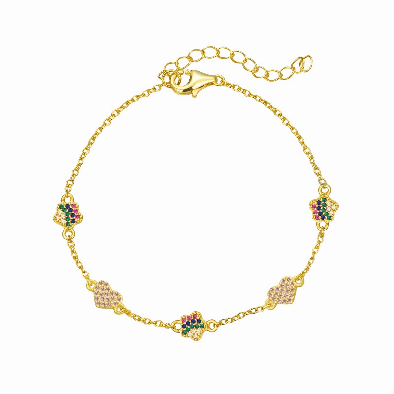 Original Concept Honored Choice Gold Plated Sterling Silver Heart and Flower Children's Bracelet