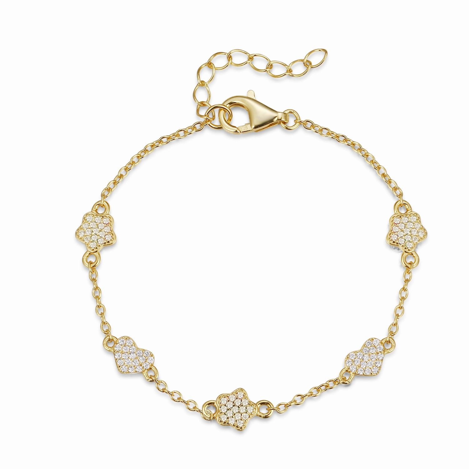 Gold Plated Sterling Silver Heart and Flower Children's Bracelet Meaningful Impact Fair Price