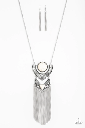Paparazzi Accessories ? Spirit Trek - White Necklace?Flat Rate Ship $4.50? Artistic Detail