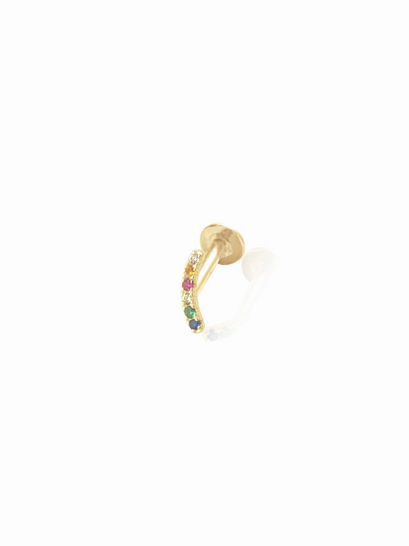 Office Decoration Fashionable appearance 14K Gold Push Flat Back Rainbow Curved Bar Earring