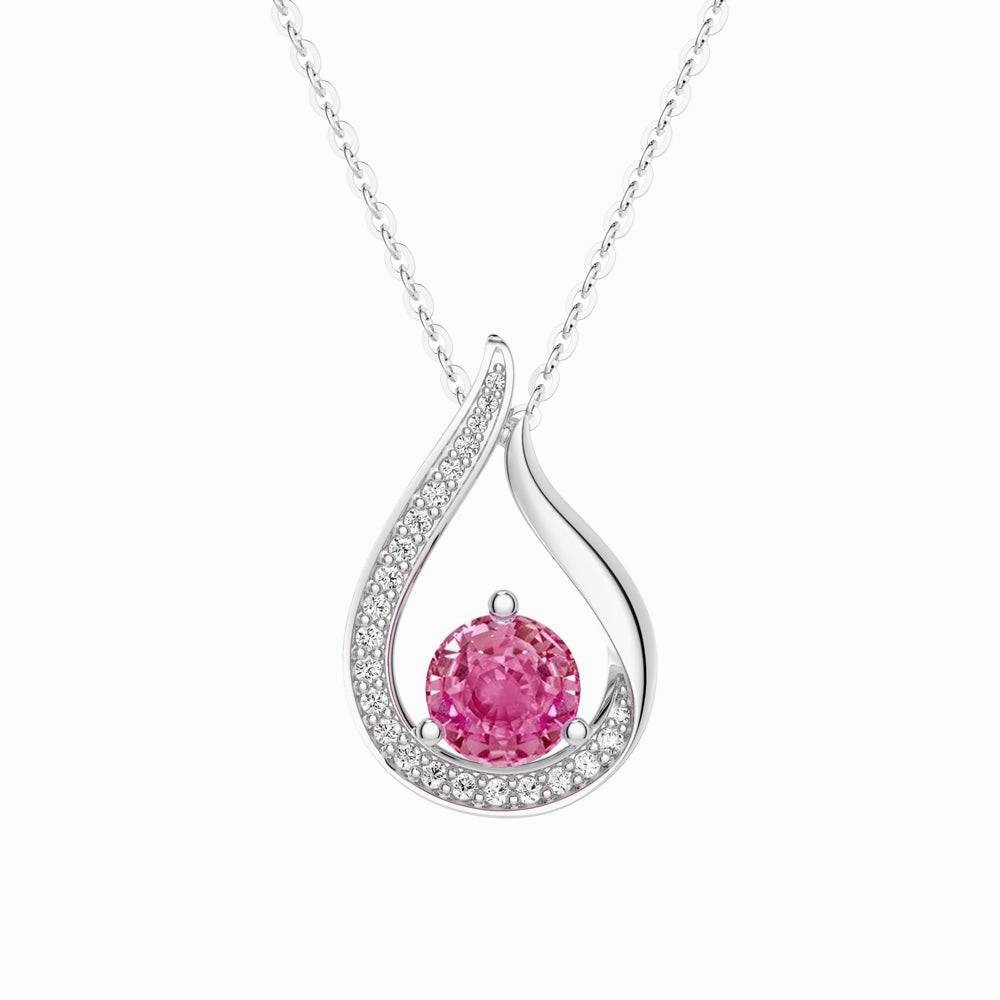 1 CT. Floating Pink Sapphire Tulip Pendant with Diamonds Wedding guest