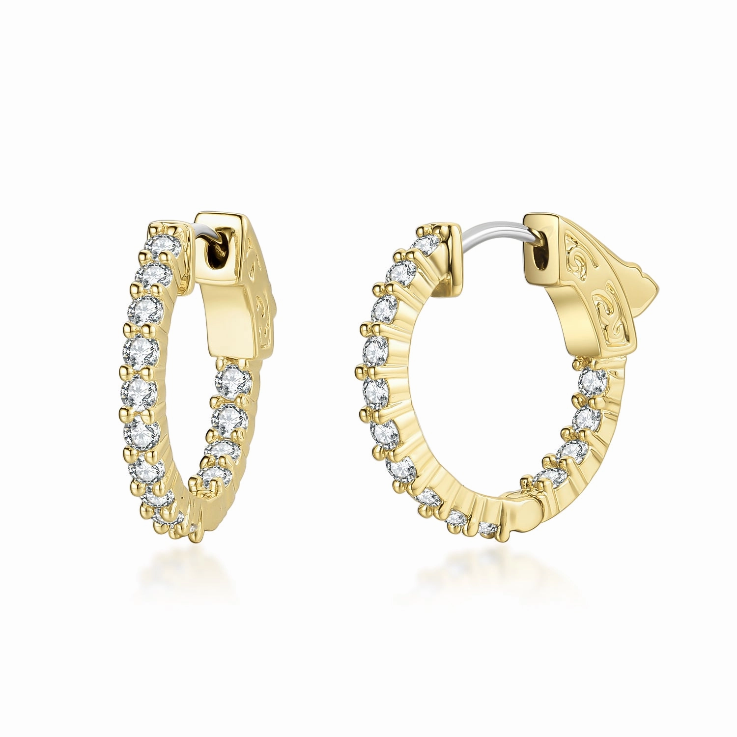 Oversized Ornament Surgical Steel Gold Plated Micropave CZ Hoop Earrings