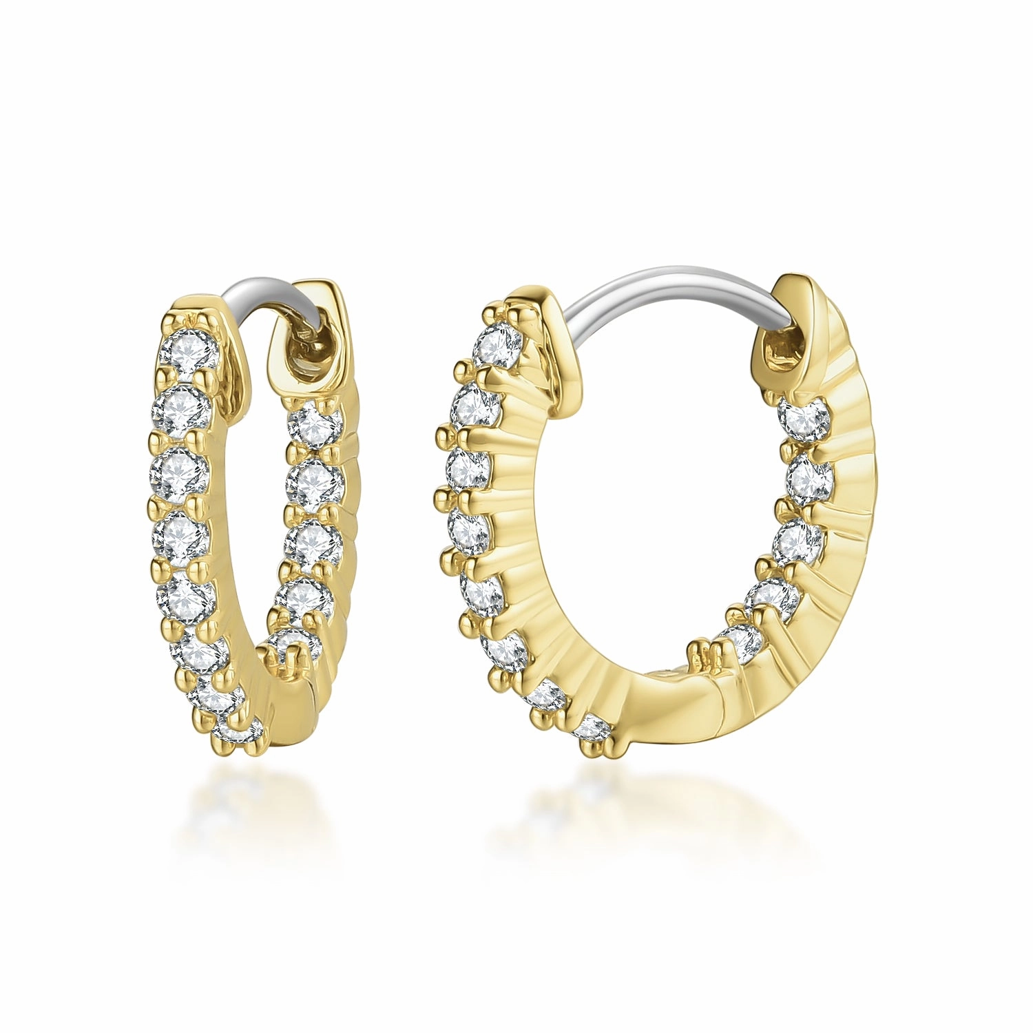 Ornate Product Vintage Option Surgical Steel Gold Plated Micropave CZ Hoop Earrings
