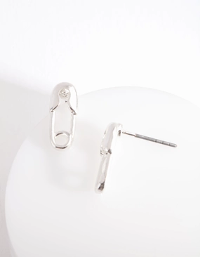 Graceful Look Stylish Adornment Silver Safety Pin Earrings