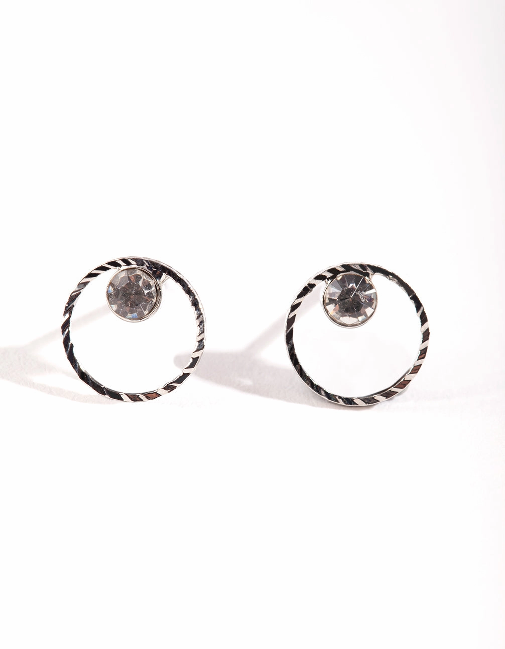 Lightweight Detail Retro Jewelry Silver Mini Circle Dia Stud Earrings