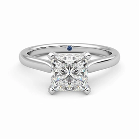 Sparkling Object Princess Cut Moissanite Engagement Ring with Hidden Anniversary Stone and Secret Accents