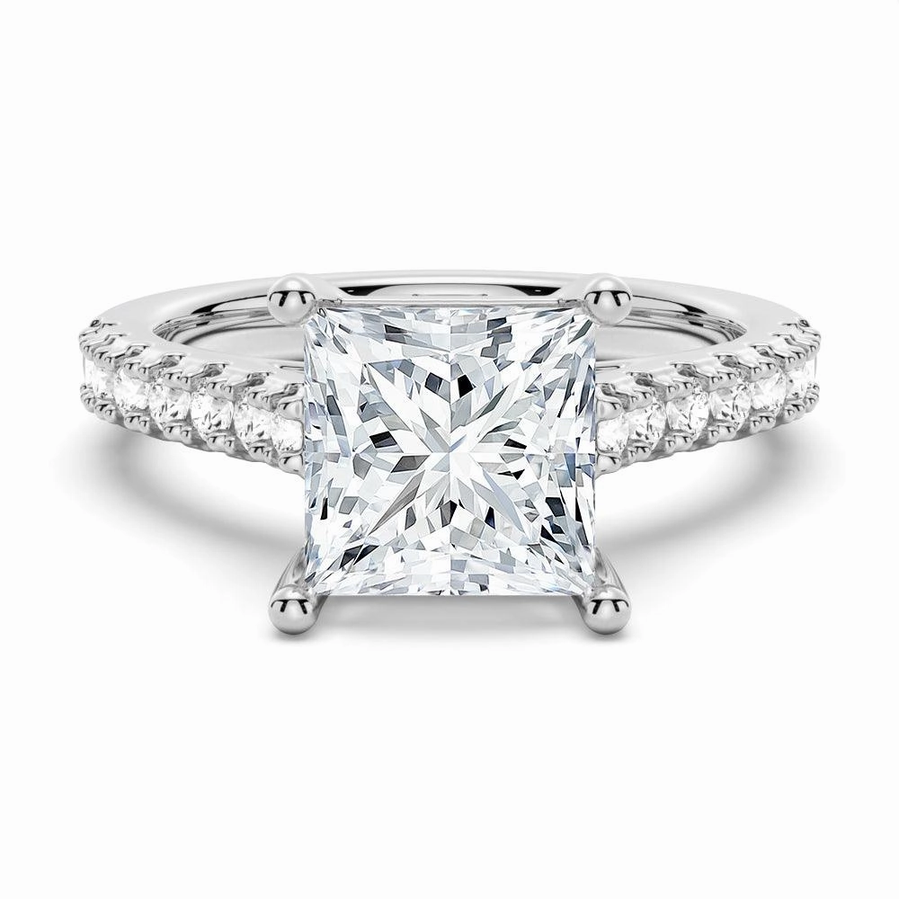 Princess Cut Pav?? Moissanite Engagement Ring Stylish Present Hypoallergenic Piece