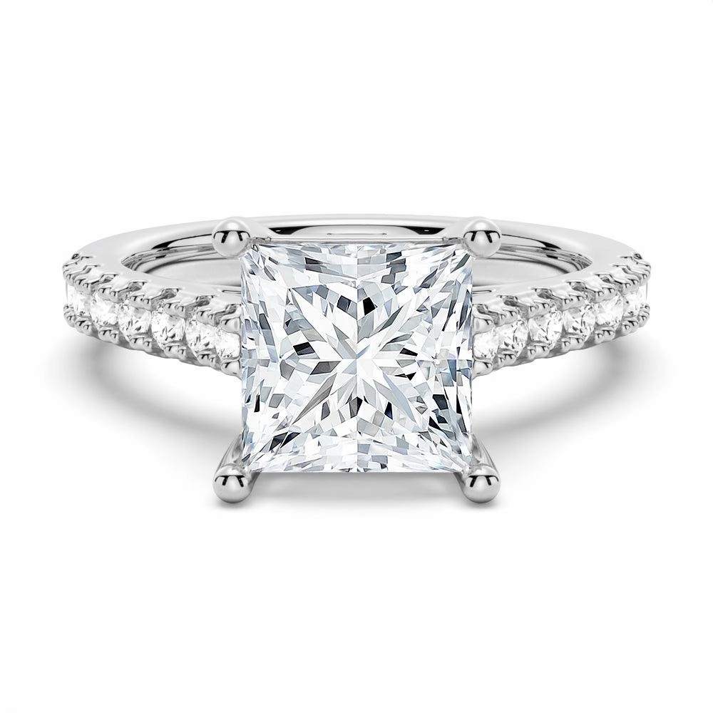 Economical Adornment Shiny Craft Princess Cut Pav?? Moissanite Engagement Ring