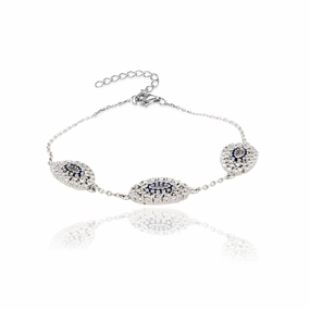 Continental Acclaim International Composites Sterling Silver Clear and Blue CZ Ovals Bracelet