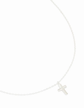 Superb Present Chic Present Sterling Silver Cubic Zirconia Cross Pendant Necklace