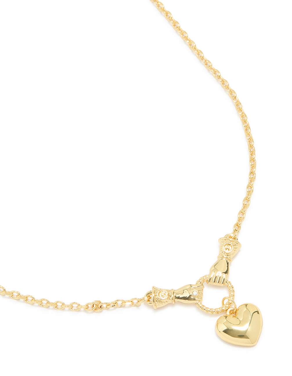 Handmade Adornment Gold Plated Hands & Heart Necklace