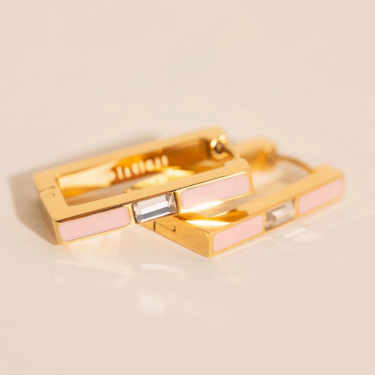 Vivid Charm Timeless Craft Design Blush Luxe Rectangle Huggie Hoop Earrings