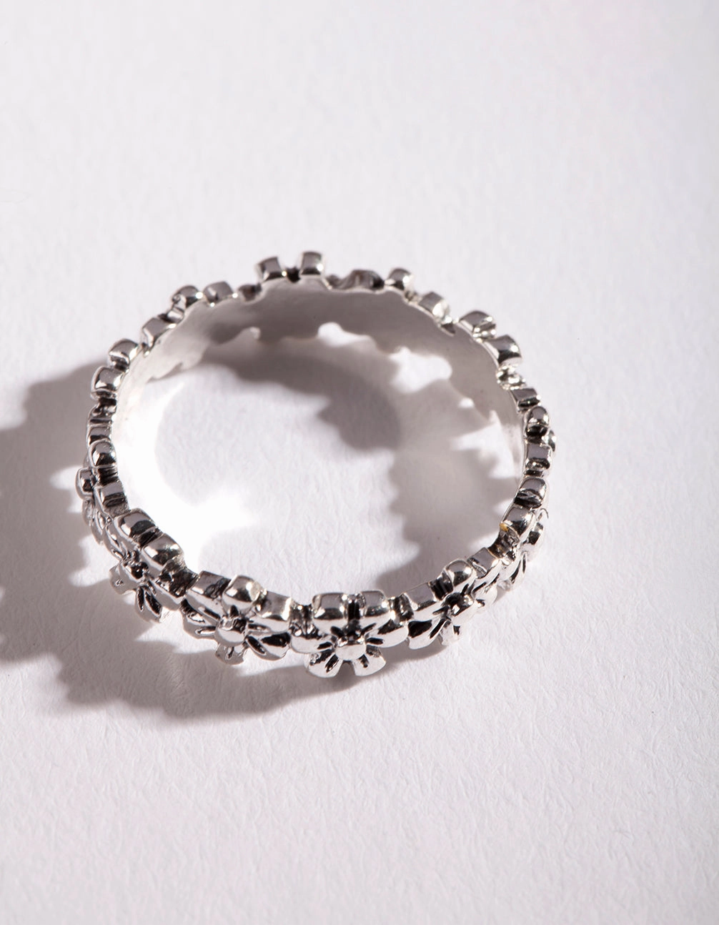 Timeless Harmony Dainty Pop Silver Continuous Flower Ring