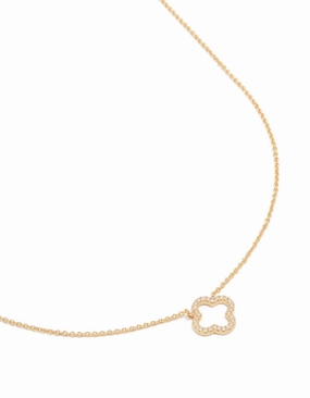 Sophisticated Charm Personal Statement Gold Plated Brass Cubic Zirconia Hollow Flower Necklace