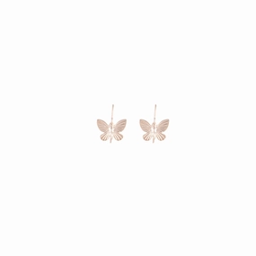 Simple Style Glittering Embellishment Rose Gold Butterfly Stud Earrings