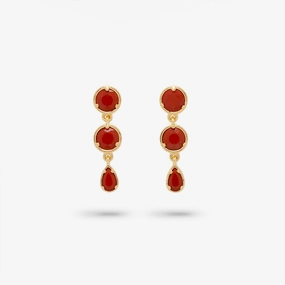 Amare Wear Gold Vermeil Red Jasper Mini Dangle Earrings Attractive Appearance
