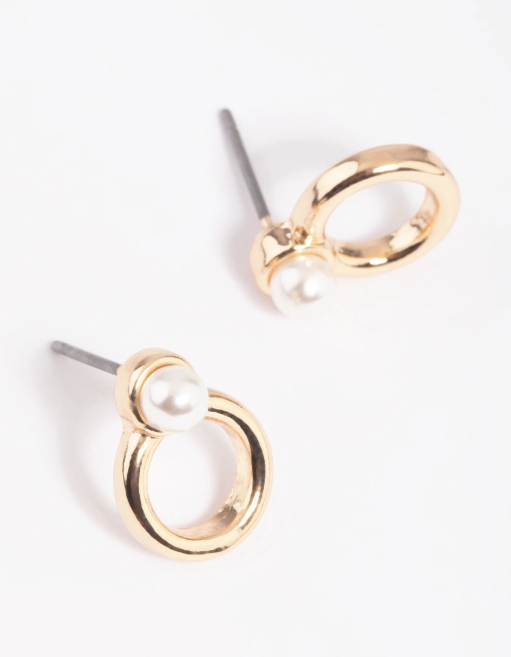 Gold Pearl Thick Circle Stud Earrings Glittering Aesthetic