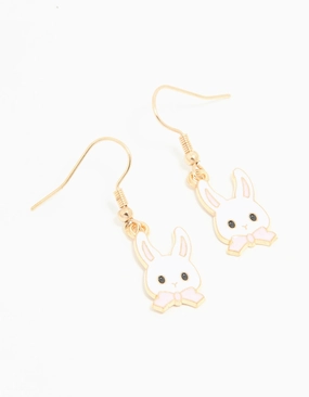 Gold Bunny Head Drop Earrings Decorative Creation