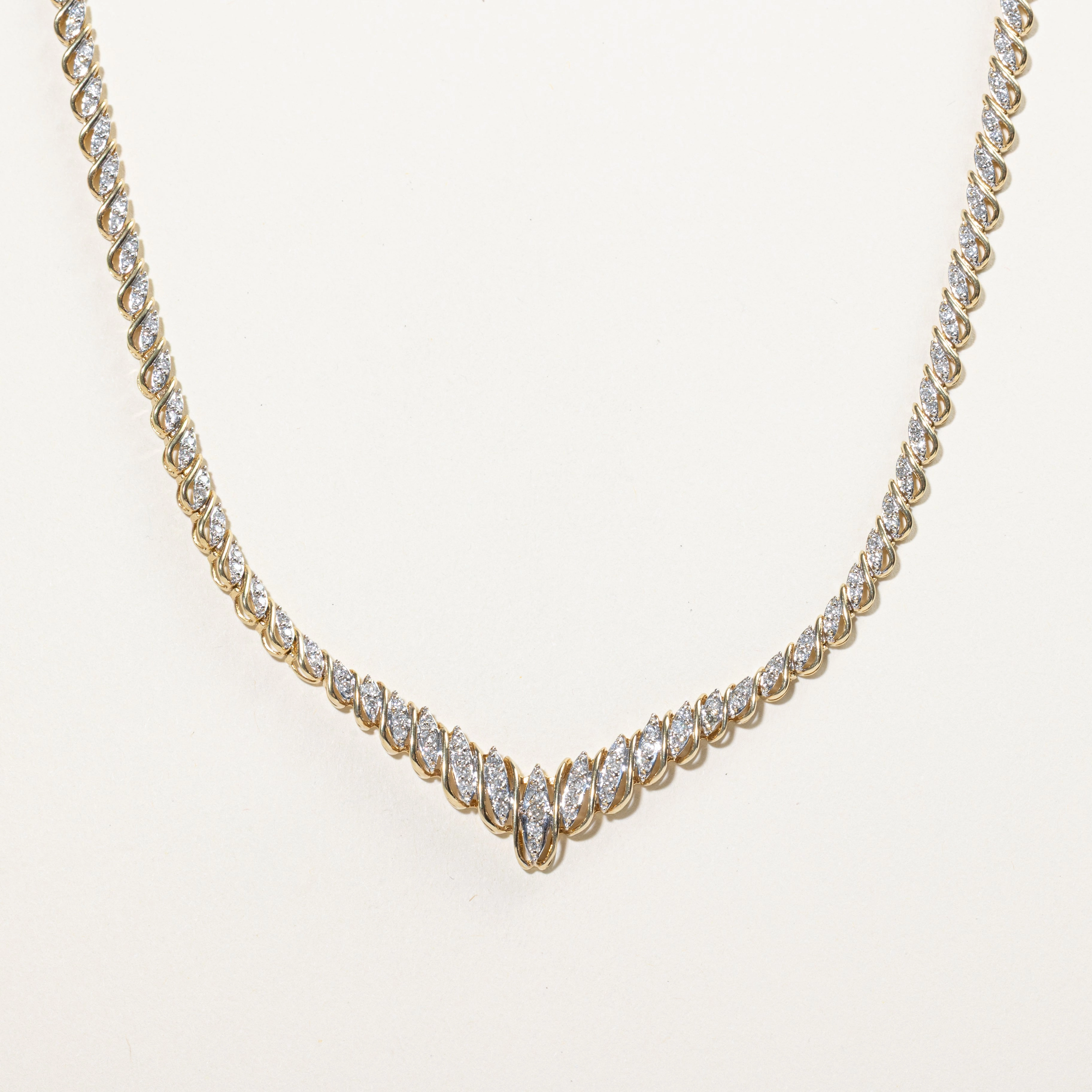 Stylish Sparkle Yellow Gold Diamond Encrusted Necklace | 2.00ct | 17"