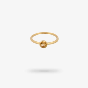 Fashionable Edge Glistening Finish Amare Wear Citrine Solitaire Ring- November Birthstone