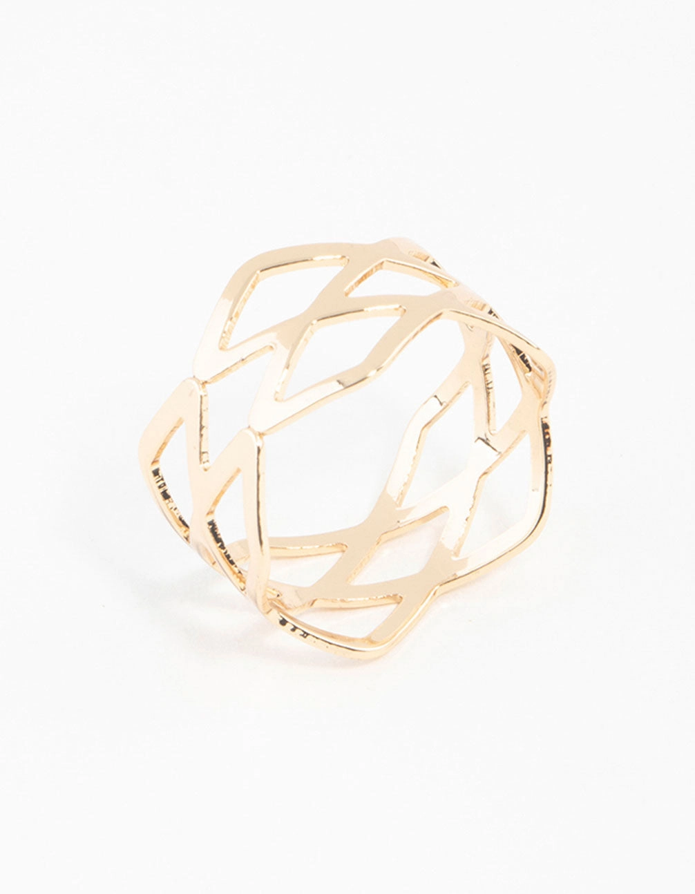 Gold Multi Cross Over Ring Superior Ornament Artistic Piece