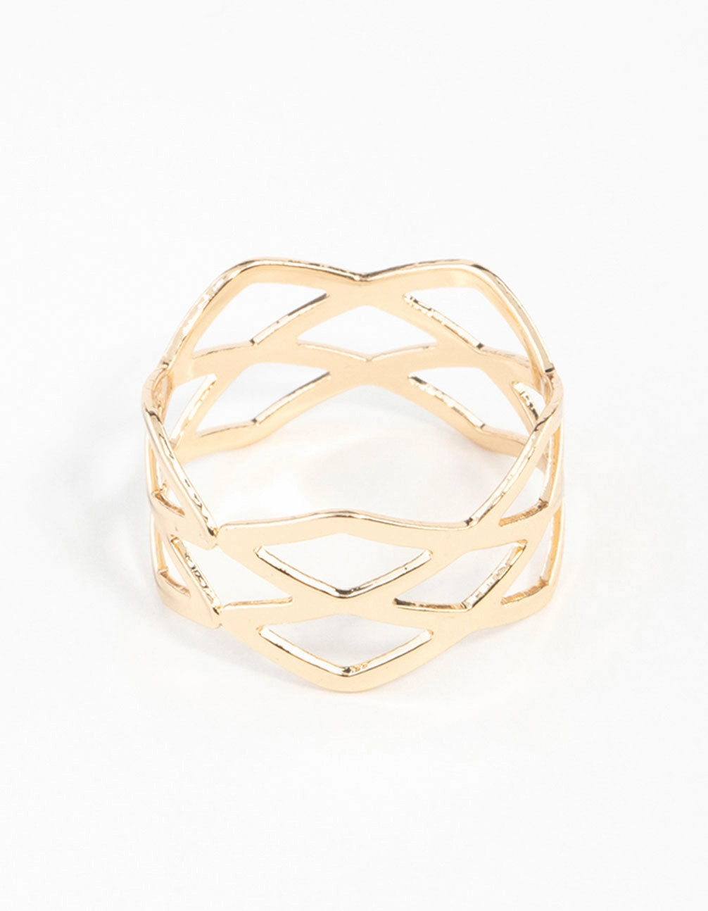 Gold Multi Cross Over Ring Durable Embellishment Robust design